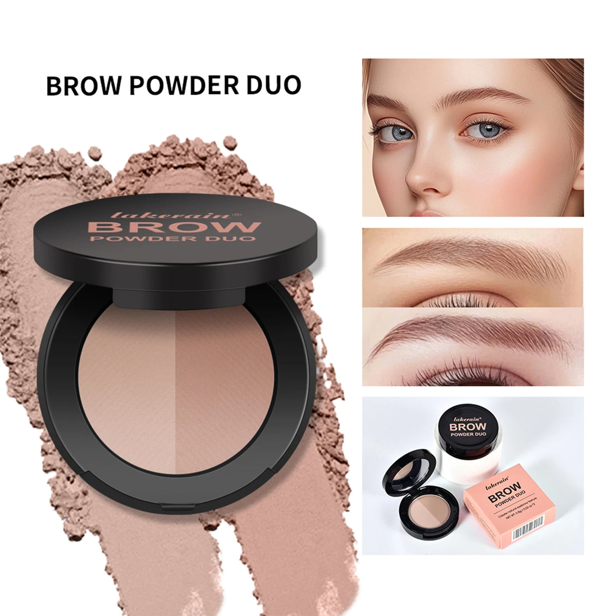 6-Color Duo Eyebrow Powder – Natural Brow & Contour Shade Eyebrow Powder Qst