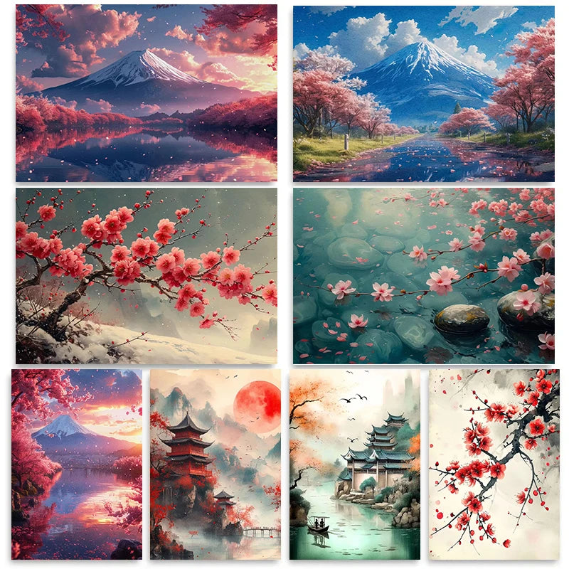 Mount Fuji Cherry Blossom Canvas Wall Art – Sunrise Print Canvas Wall Art Qst