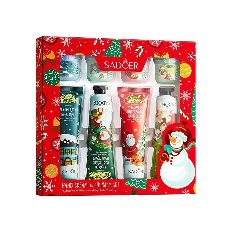 Christmas Moisturizing Hand Cream & Lip Balm Gift Set | Qme Hand & Lip Care Set Qme