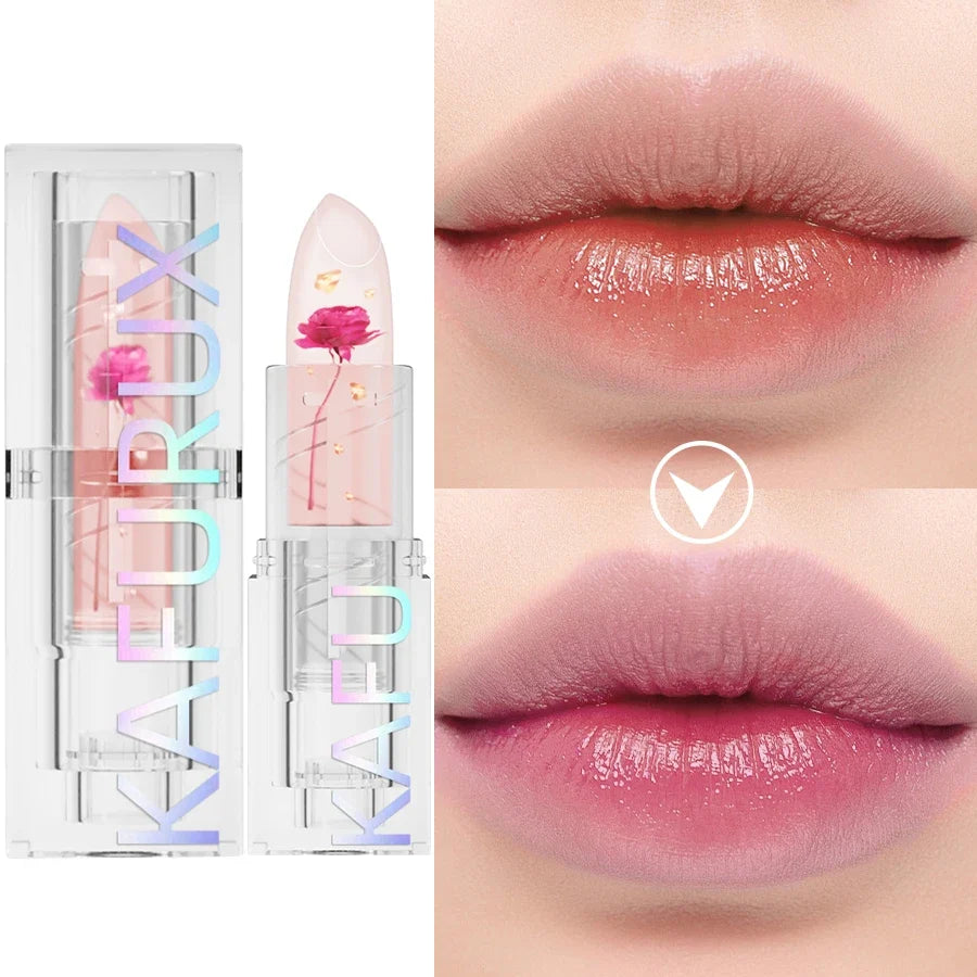 Color-Changing Glitter Jelly Lip Tint – Moisturizing Lipstick Glitter Lip Tint Qme