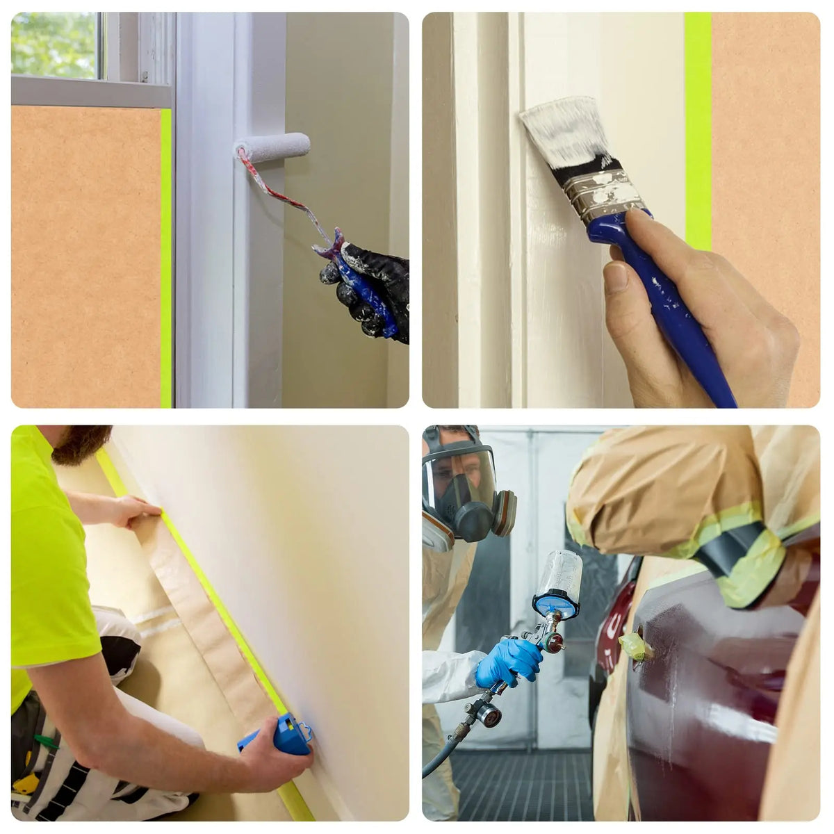 Pre-Taped Masking Paper Painting Tape & Drape Protective Roll Masking Paper Roll Qme