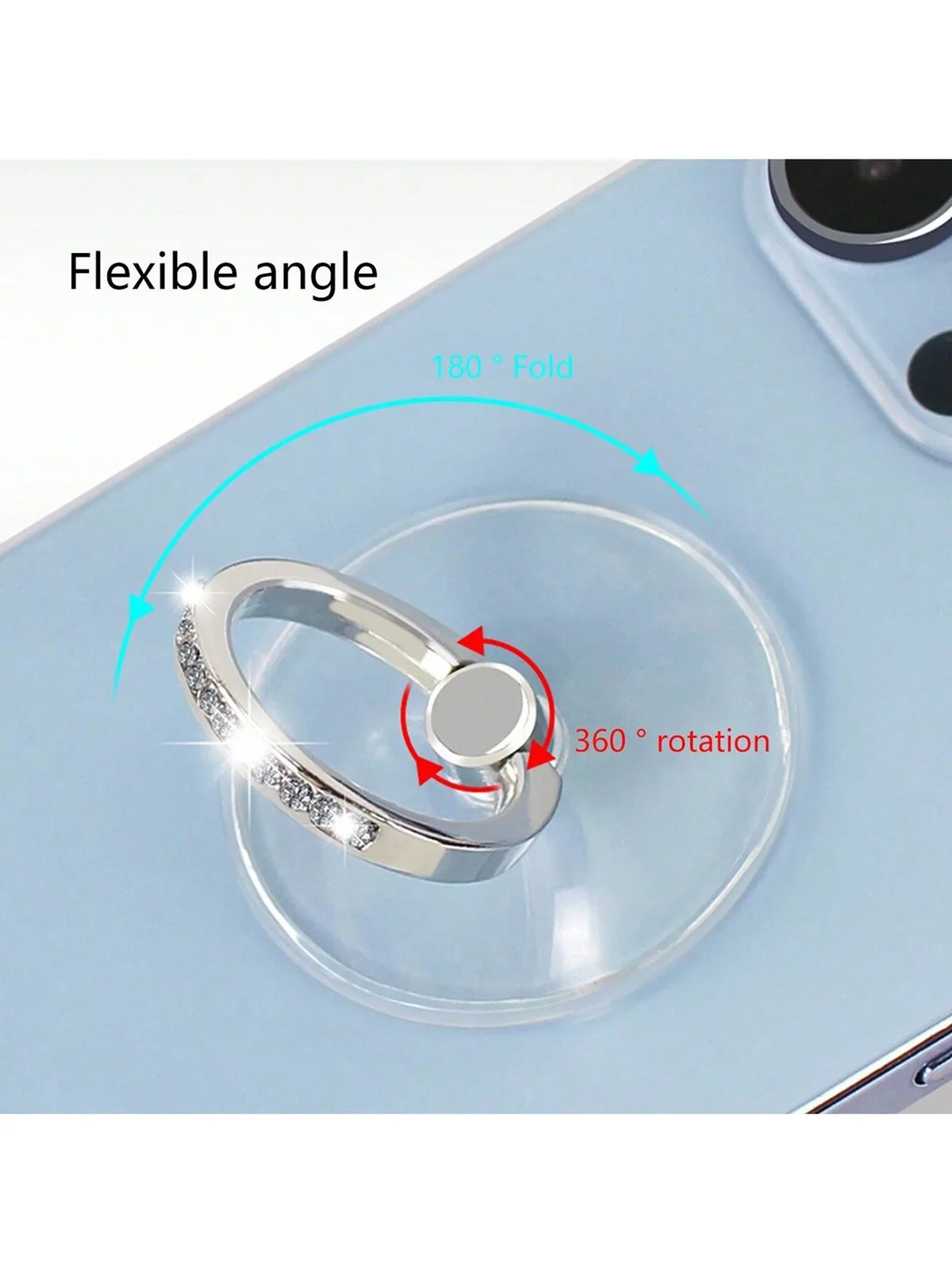 Crystal Diamond Ring Buckle Phone Stand – 360° Rotating Grip Phone Ring Stand Qme