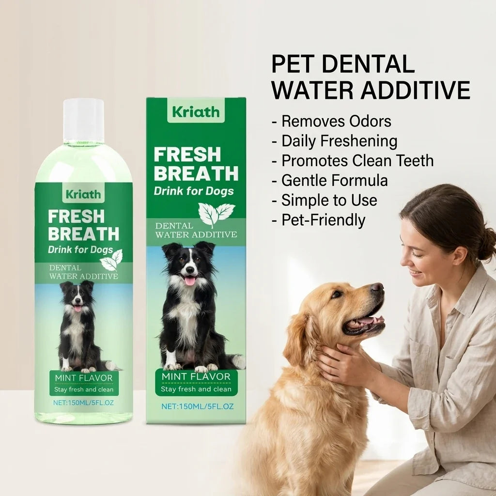 Mint Pet Mouthwash – Plaque Control & Fresh Breath Water Add Pet Dental Mouthwash Qme