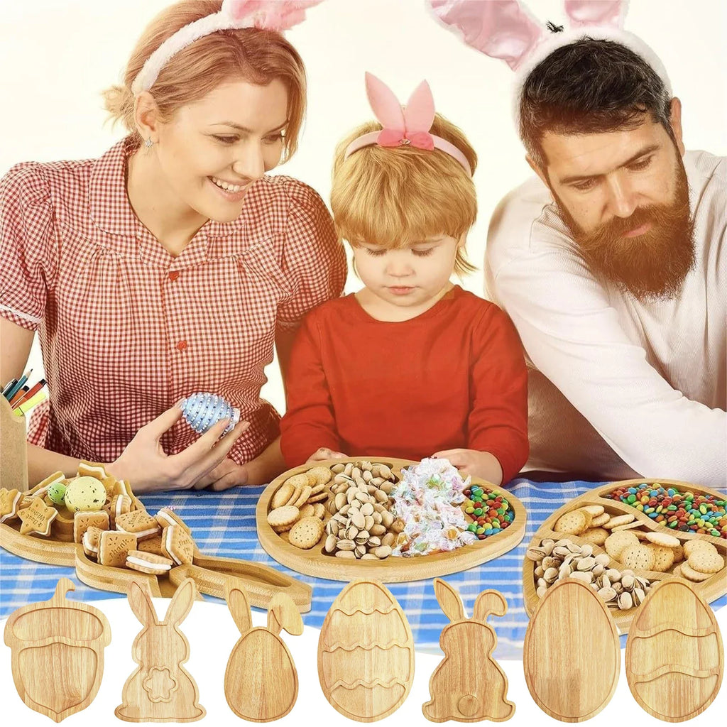 Wooden Easter Egg Bunny Serving Platter | Rustic Decor Tray Decorative Serving Tray Qme