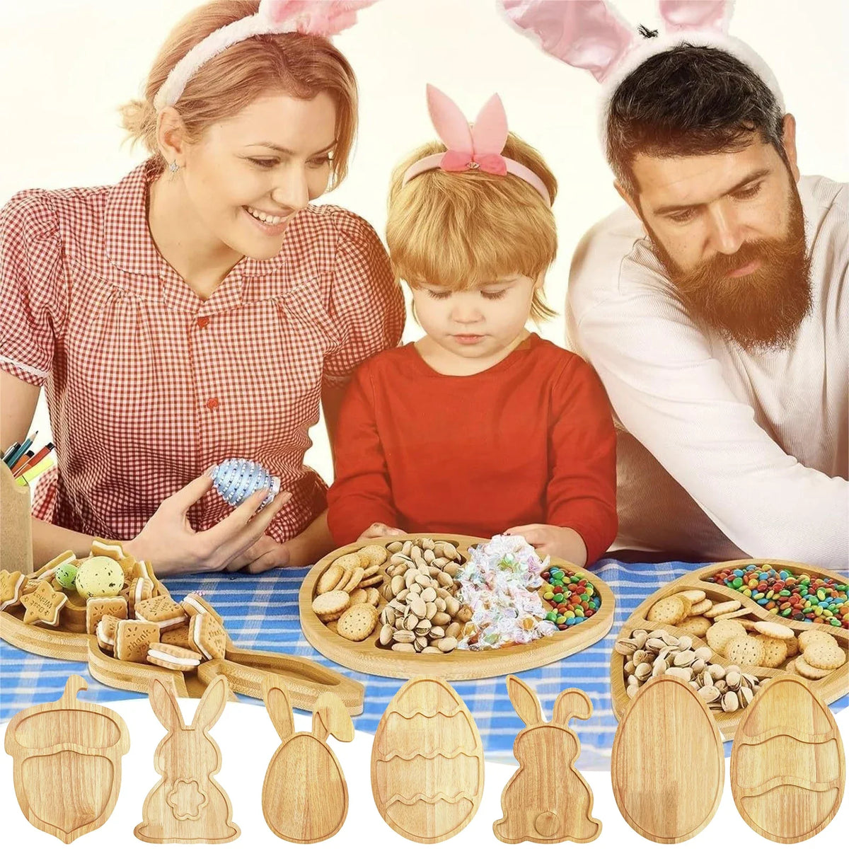 Wooden Easter Egg Bunny Serving Platter | Rustic Decor Tray Decorative Serving Tray Qme