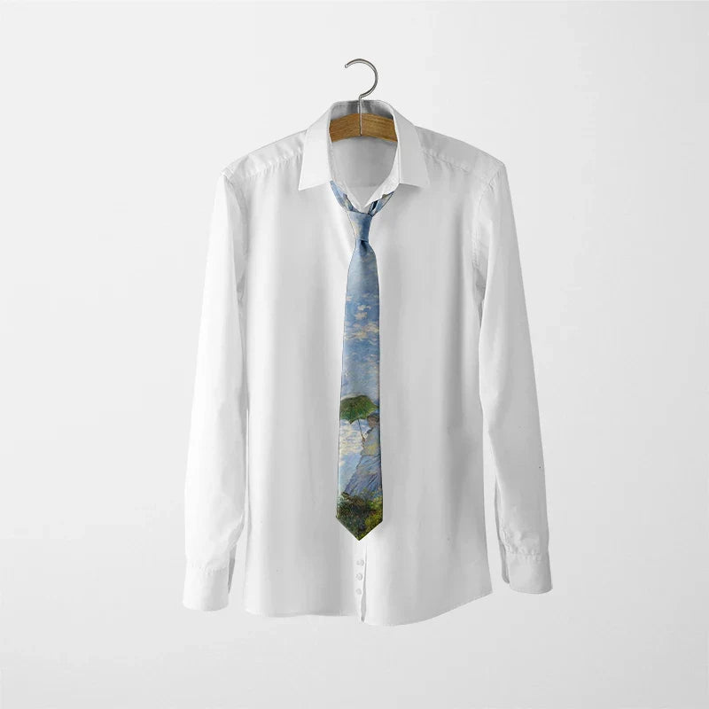 Retro Floral Oil Painting Necktie – Business & Wedding Tie Floral Print Necktie Qme
