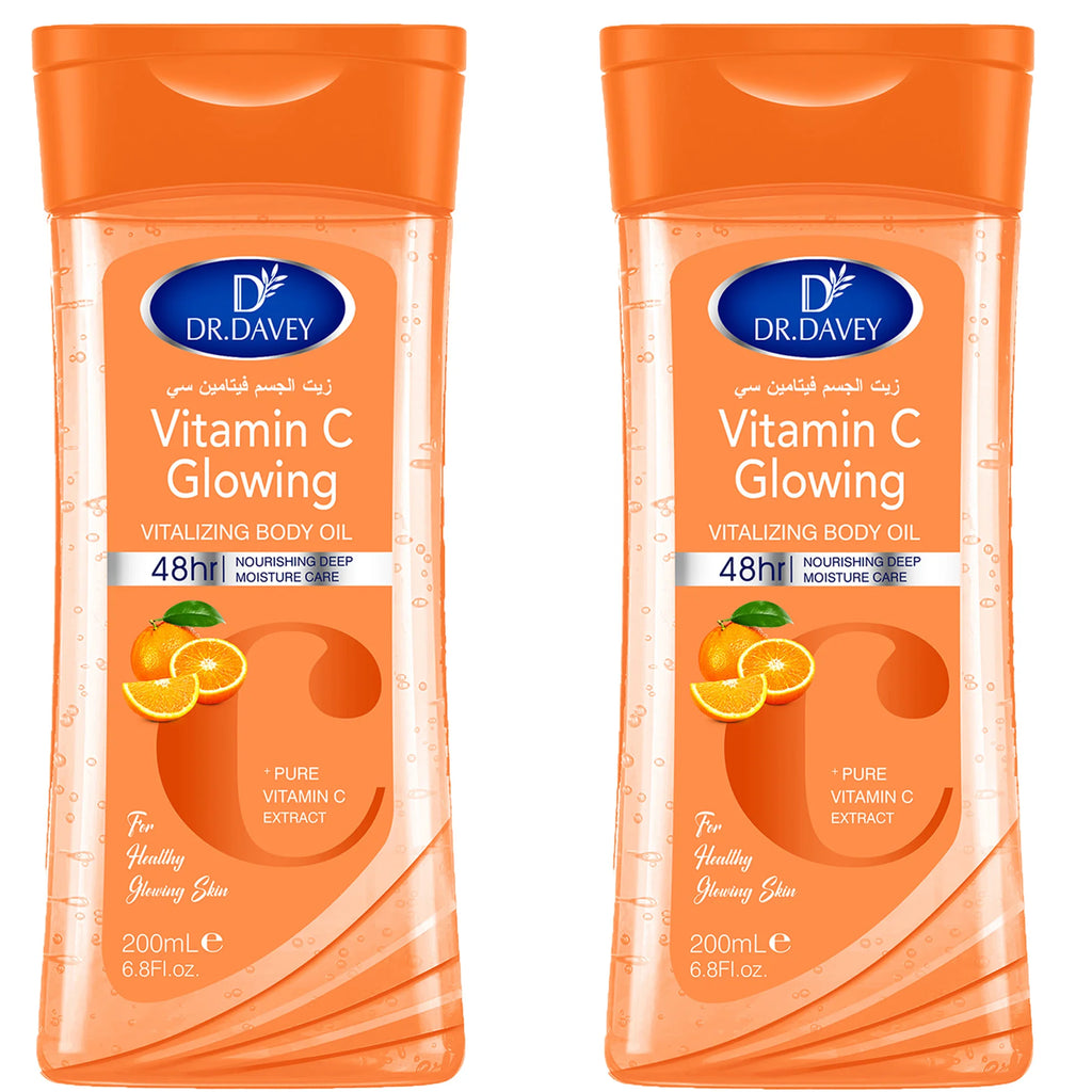 DR.DAVEY Vitamin C Body Oil 2×200ml – Moisturizing Skin Care Vitamin C Body Oil Qst VITAMIN C Body Oil