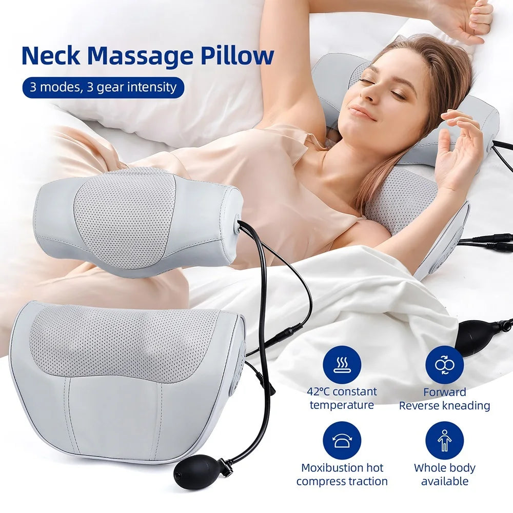 2-in-1 Shiatsu Neck & Back Massage Pillow | Lumbar Cushion Massage Pillow Qst