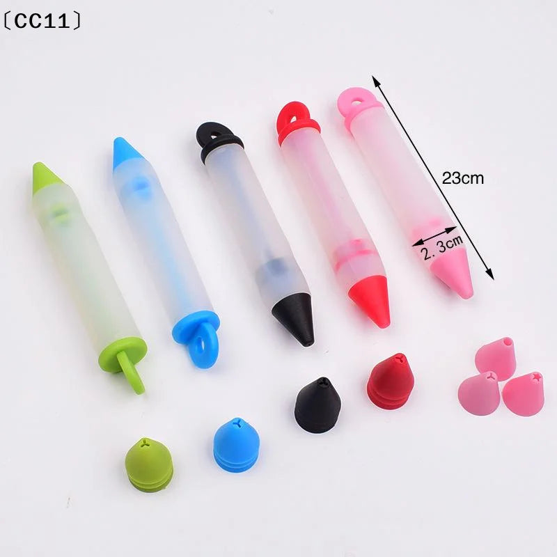 4-Head Silicone Piping Pen Set – Chocolate & Butter Decorating Piping Decorating Set Qme