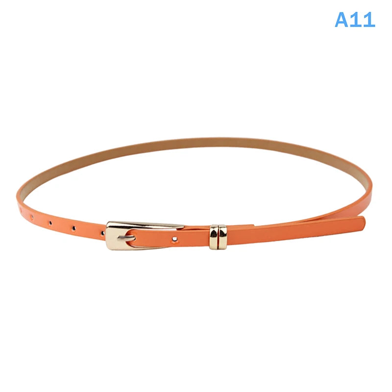 Women's Skinny Candy Color PU Waist Belt – 12 Colors Women's Fashion Belt Qst A11