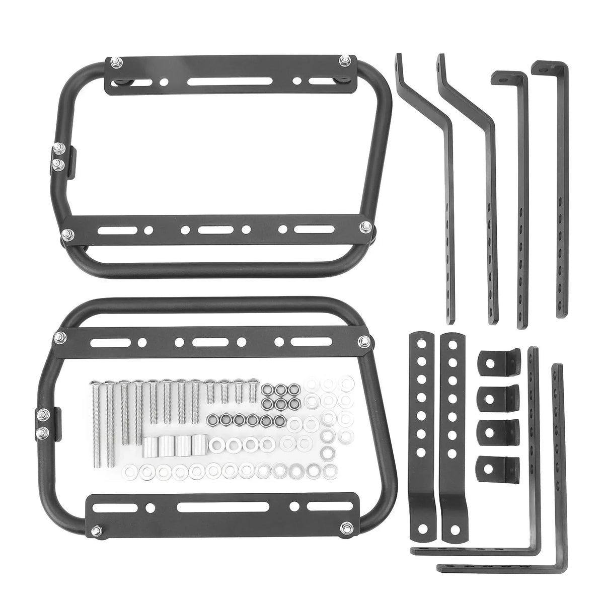 Motorcycle Saddlebag Box Racks – Aluminium Alloy Side Support Motorcycle Side Rack Qme black