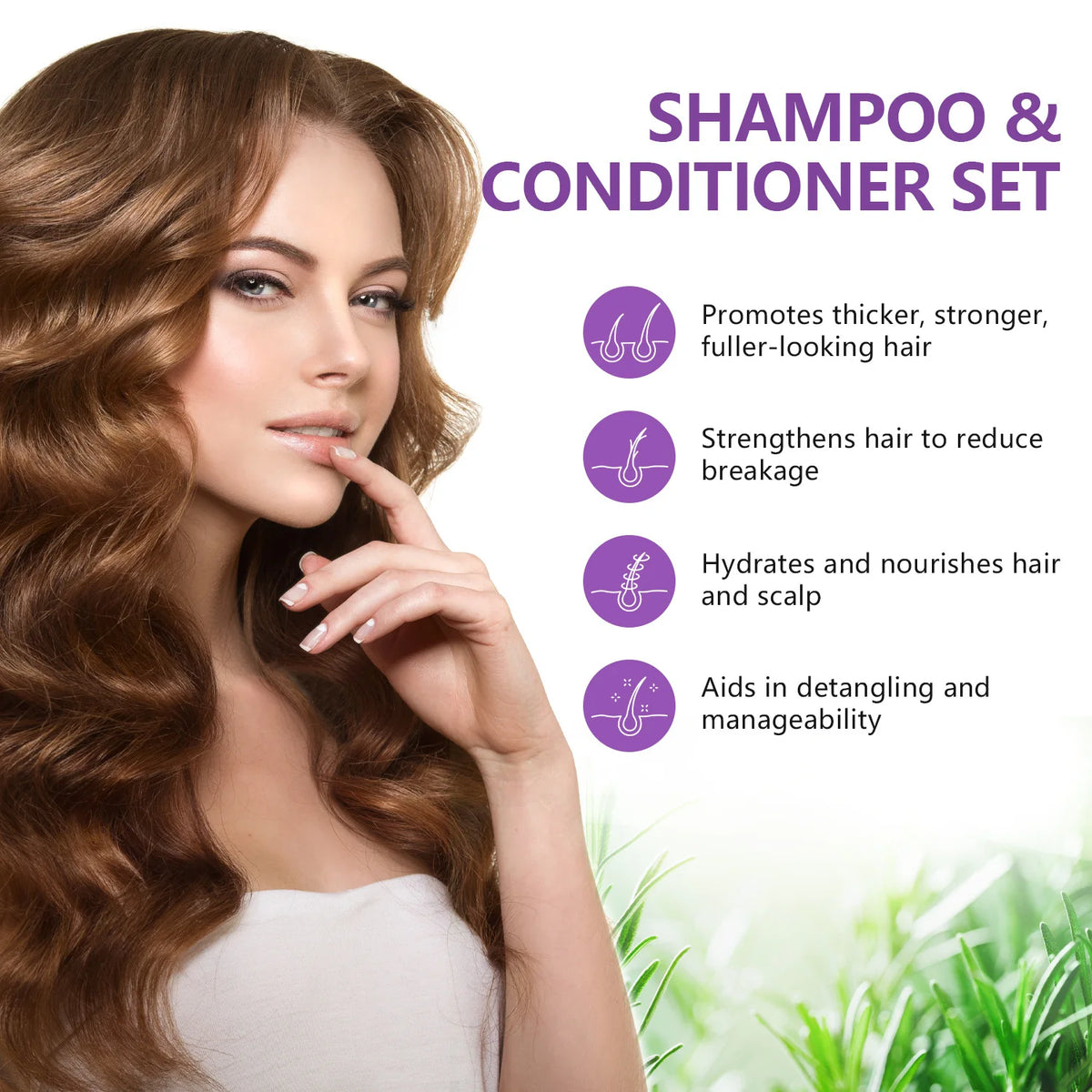 Rosemary Oil Shampoo & Conditioner Set – Biotin & Argan Oil Hair Care Set Qst
