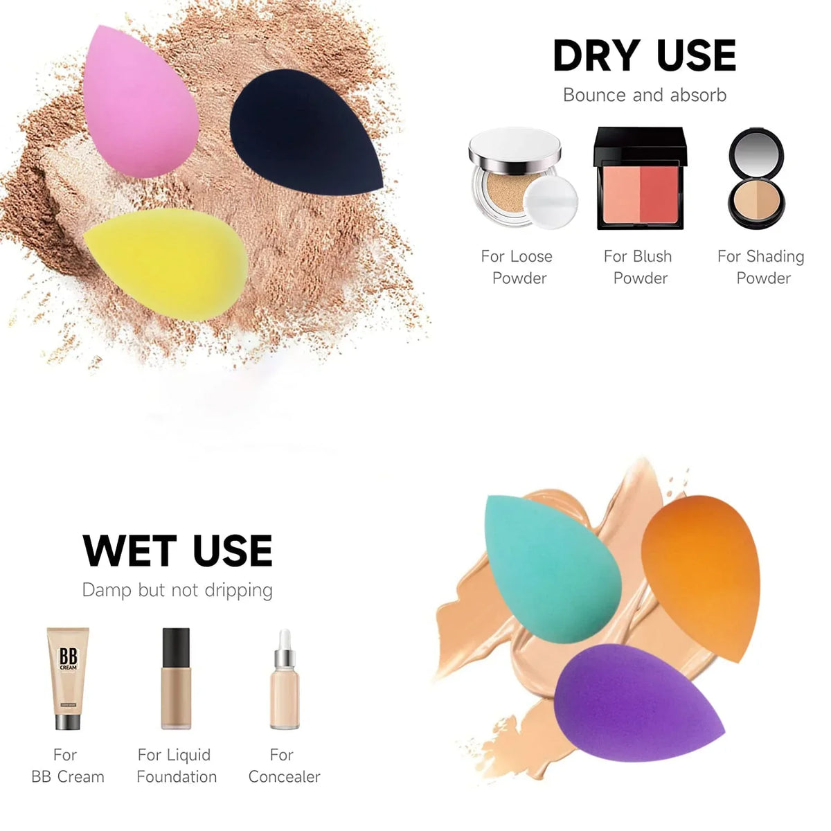 5 Mini Makeup Sponge Blenders – Foundation, Powder & Concealer Makeup Sponge Set Qme