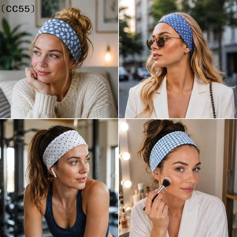 Boho Polka Dot Wide Stretch Headband – Women's Hair Accessory Wide Stretch Headband Qst