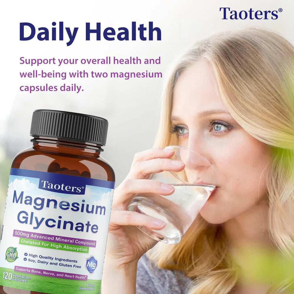 Magnesium Glycinate 500mg Capsules – Chelated High Absorption Mineral Supplement Qst