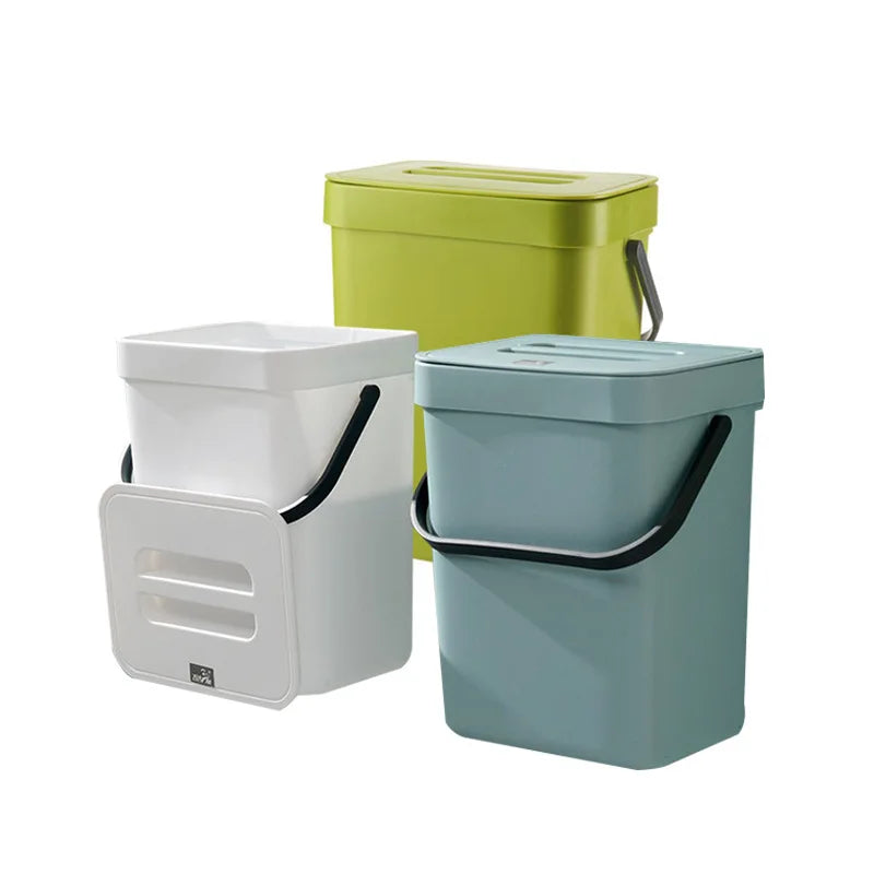 Under Cabinet Hanging Trash Can with Lid – Large Capacity Hanging Trash Can Qme