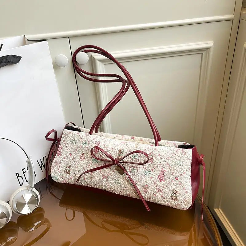 Sweet Bow Cartoon Print Shoulder Bag – Women's Tote Shoulder Tote Bag Qme