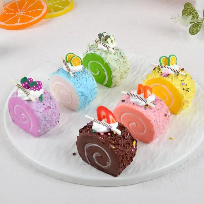 Realistic Artificial Roll Cake Models | Lifelike PU Display Props Artificial Food Prop Qme A1
