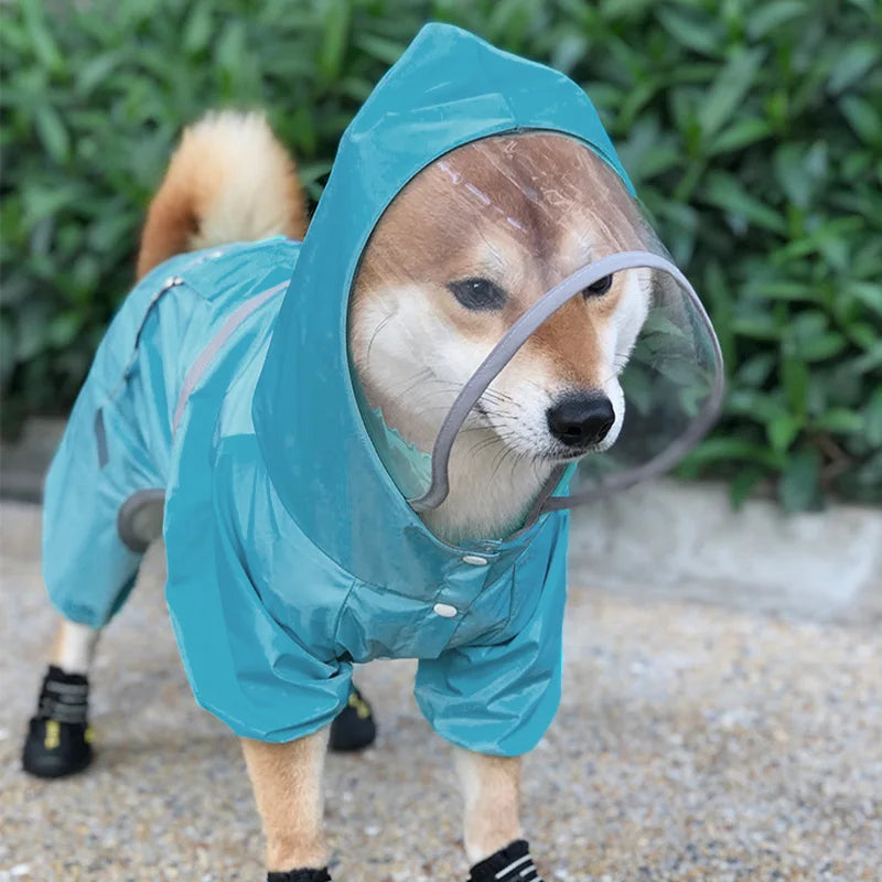 Dog Wide Brim Raincoat with Leash & Reflective Strip | Qme Dog Raincoat Qme blue XXXL