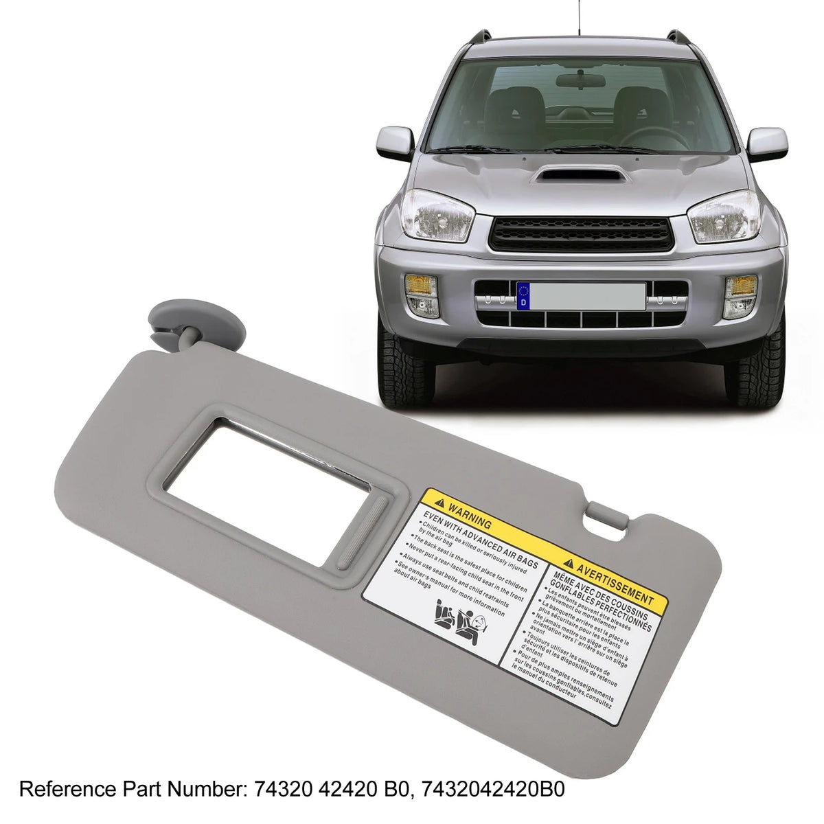 RAV4 2004–2005 Left Driver Sun Visor w/ Mirror – 7432042420B0 Car Sun Visor Qst