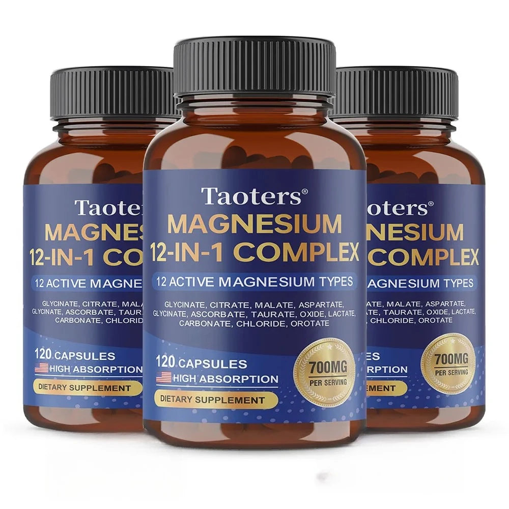Magnesium Complex Capsules – Glycinate Citrate Taurate | STRESSXCEL Magnesium Supplement Qst 120 count-3 bottle