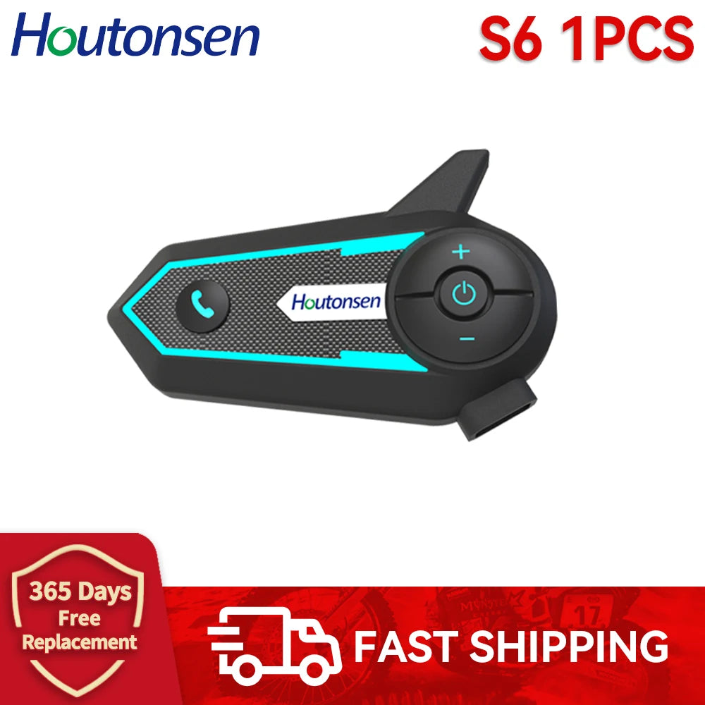 Motorcycle Helmet Bluetooth Headset RGB Walkie-Talkie S6 Helmet Bluetooth Headset Qst 1Pcs