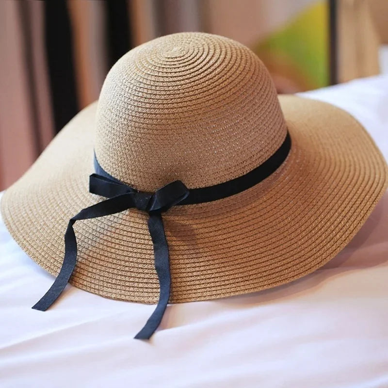 Women's Foldable Wide Brim Straw Beach Hat | Sun Protection Wide Brim Straw Hat Qme A