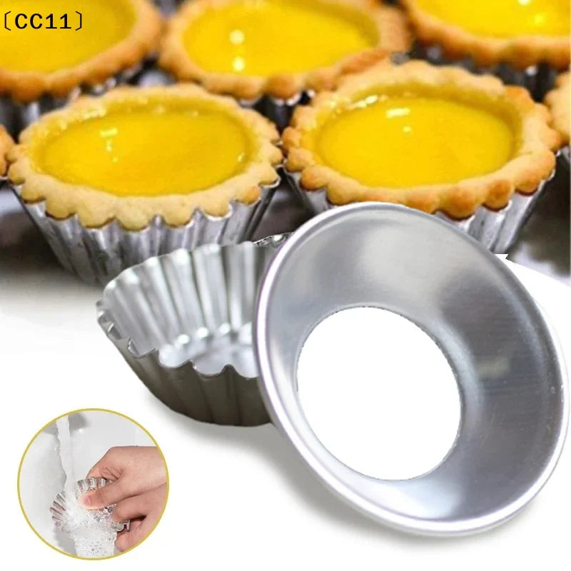 Non-Stick Aluminum Egg Tart Mold Flower Shape | Reusable Baking Mold Qme