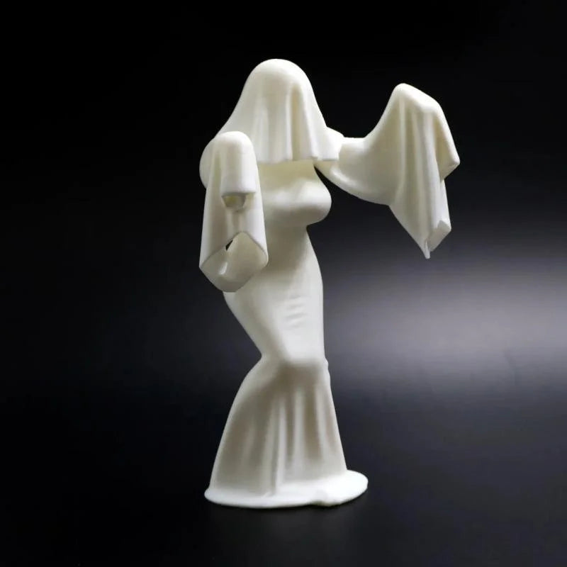 Halloween Ghost Bride Sculpture – 3D Printed Gothic Figurine Gothic Desktop Figurine Qst