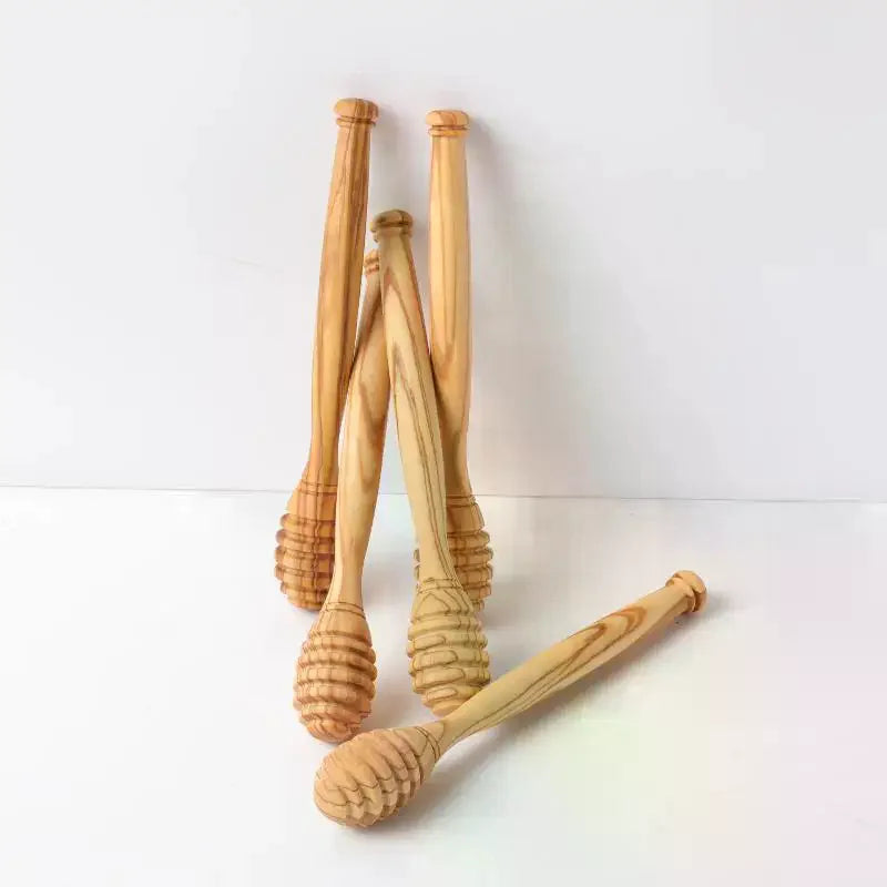 Handmade Olive Wood Honey Dipper Stirrer Spoon – 10 & 15 cm Honey Dipper Qme