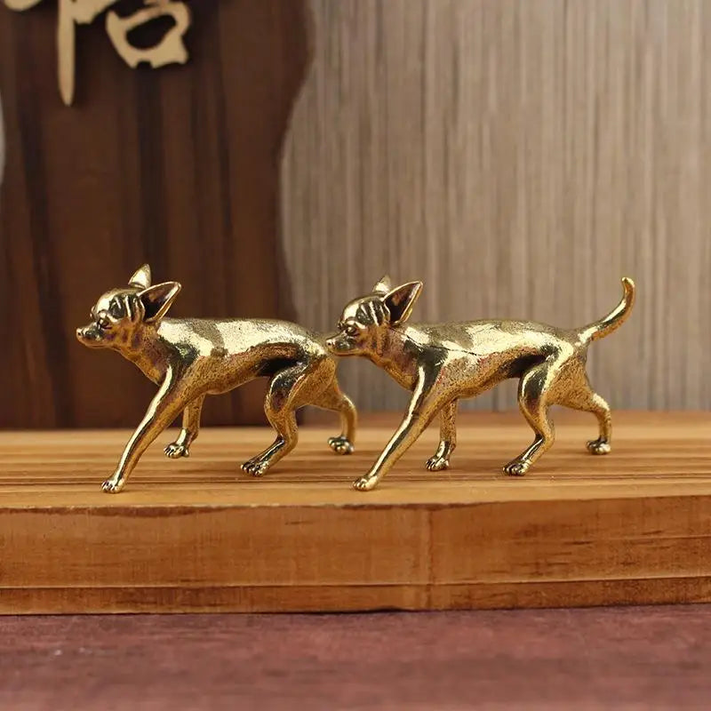 Brass Hairless Dog Puppy Figurine – Decorative Home Ornament Brass Animal Figurine Qme