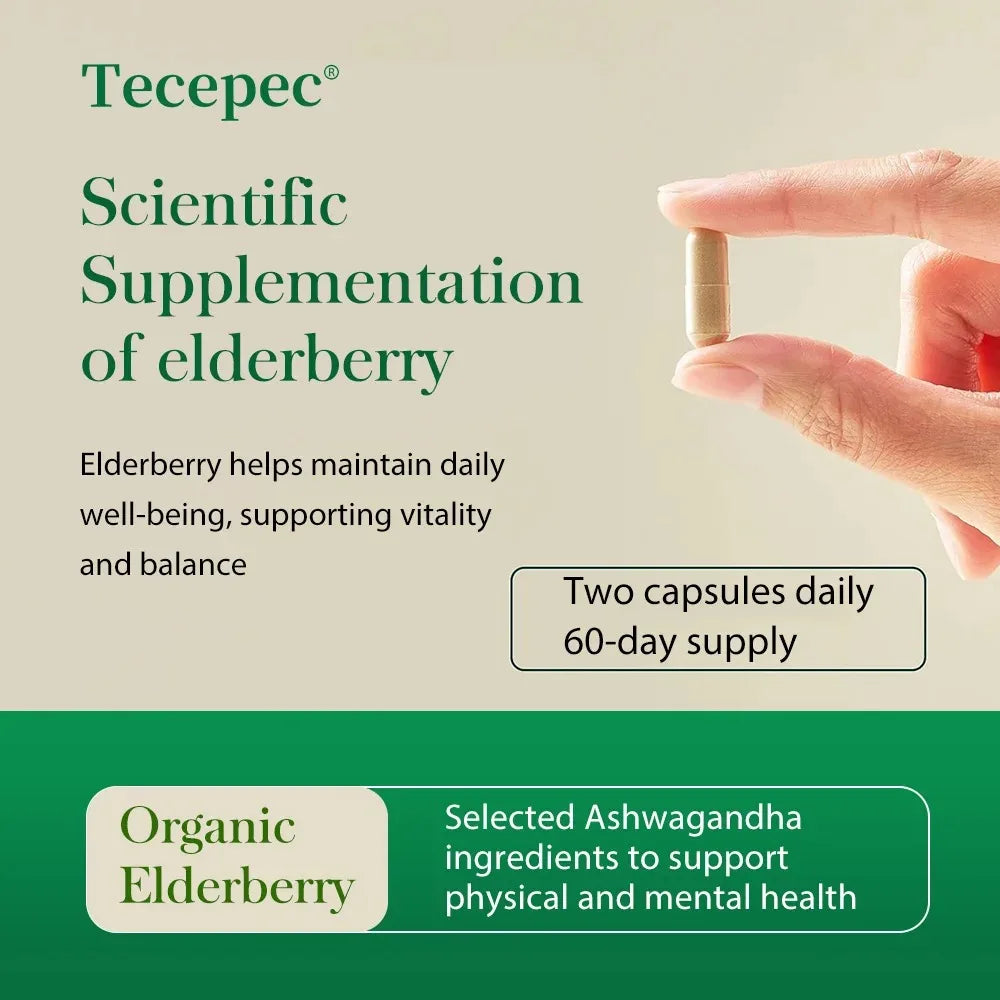 Black Elderberry 5000mg 10:1 Extract – 120 Vegan Capsules Non-GMO Herbal Supplement Qst