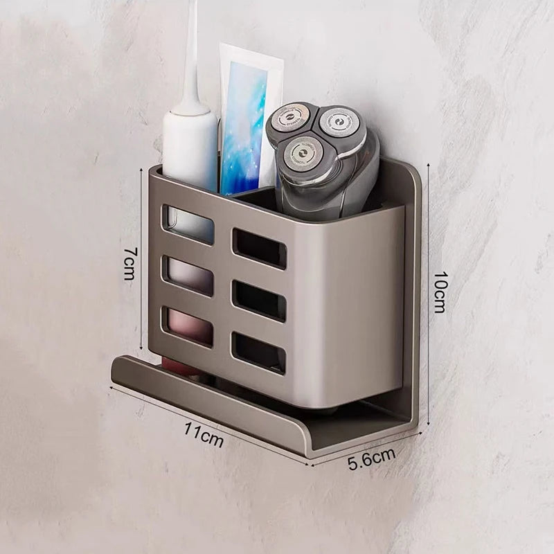Wall-Mounted Bathroom Organizer Rack – Aluminum Storage Shelf Bathroom Storage Rack Qst Gray S