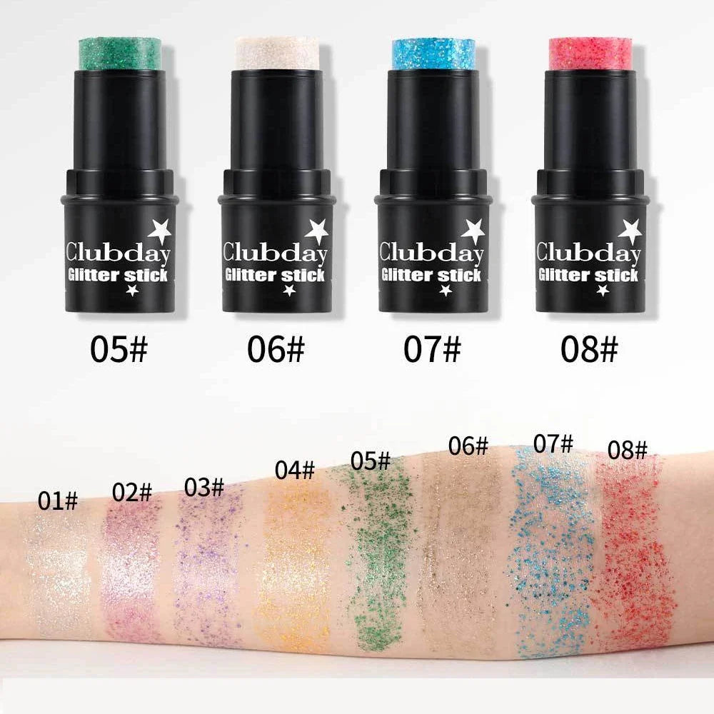 Glitter Sequin Stick – Face, Lip, Hair & Body Makeup | 8 Colors Glitter Makeup Stick Qme