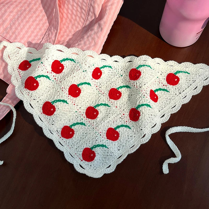 Handmade Crochet Triangle Headband – Strawberry Hair Scarf Crochet Hair Headband Qst A4