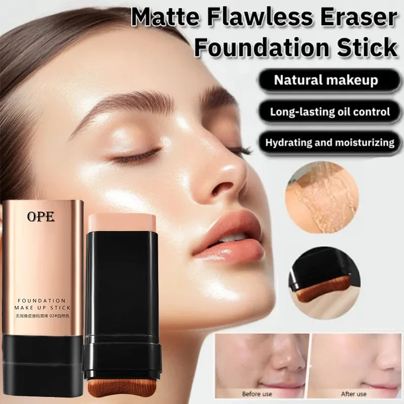 OPE Dual-Ended Foundation Stick Full Coverage Built-In Brush Foundation Stick Qme
