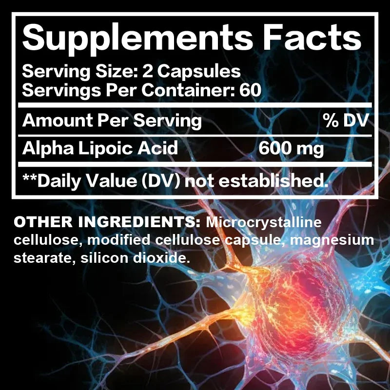Alpha Lipoic Acid 600mg – Brain, Heart & Nerve Support Antioxidant Supplement Qst