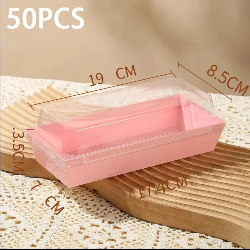 Rectangular Cake Roll & Pastry Boxes – 50 Pack | Paper Pastry Packaging Boxes Qme A2 one size