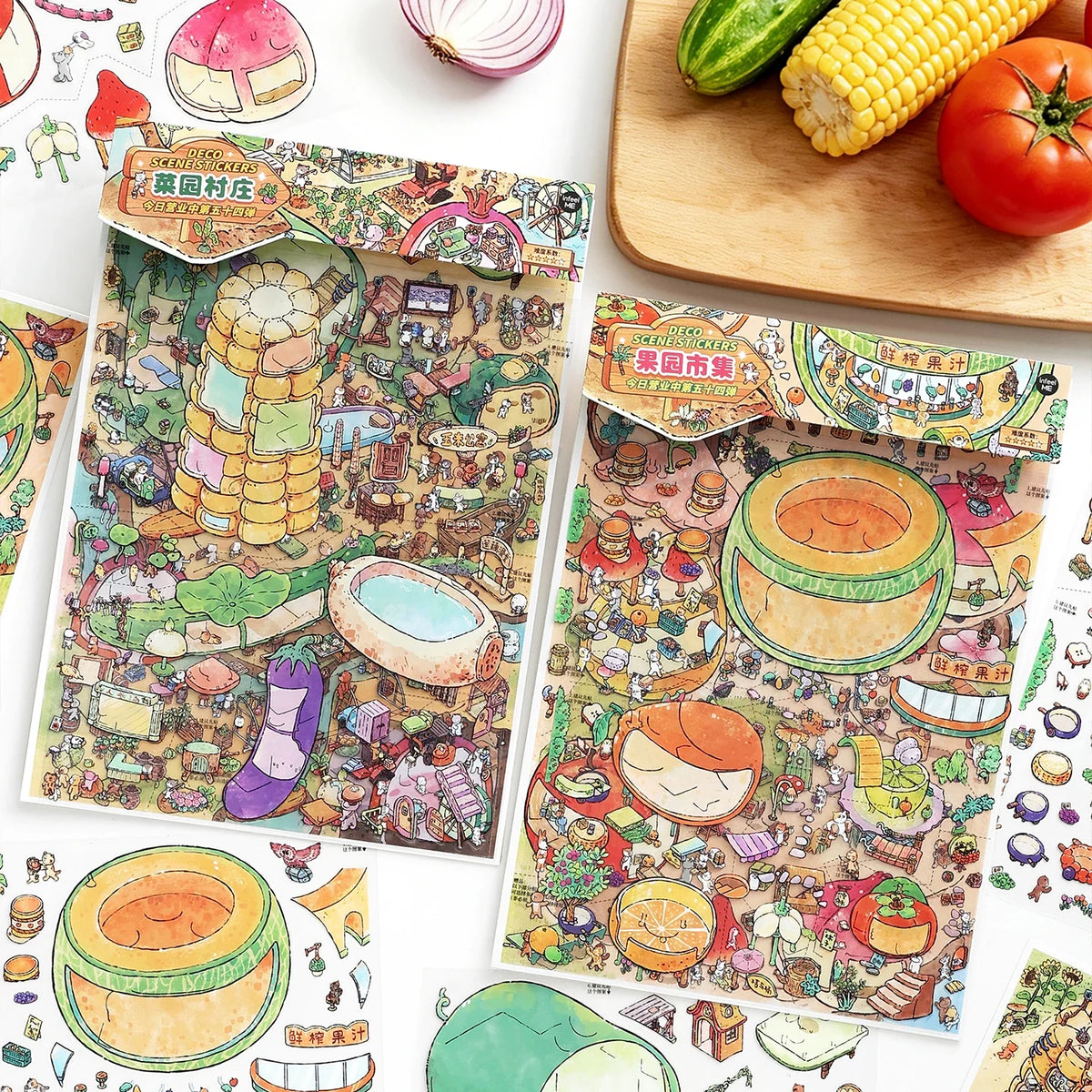 DIY Cartoon Landscape Scene Stacking Stickers – 4 Scenes DIY Scene Stickers Qme