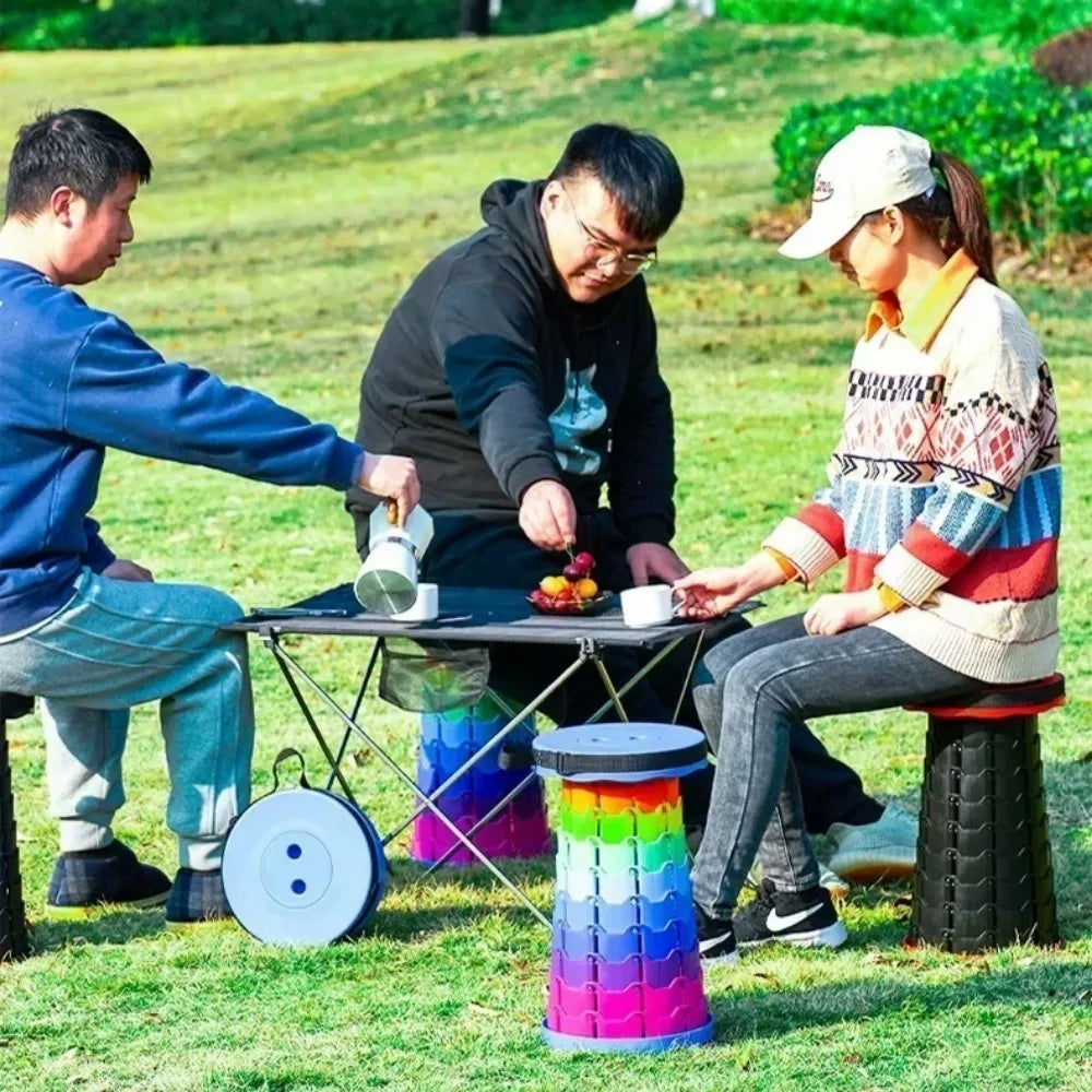 Portable Folding Stool – Lightweight Expandable Plastic Seat Folding Camping Stool Qme