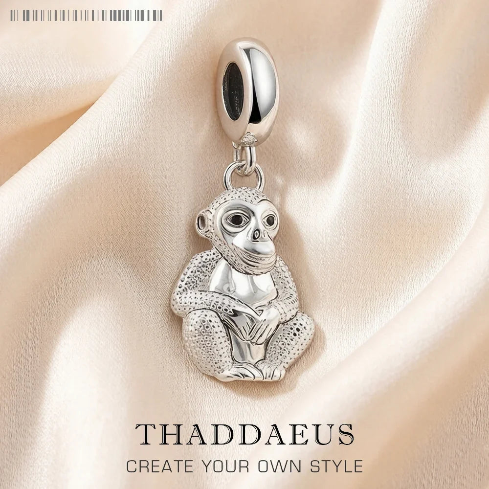 Monkey Charm Pendant – Pure 925 Sterling Silver | Unisex Sterling Silver Charm Qme
