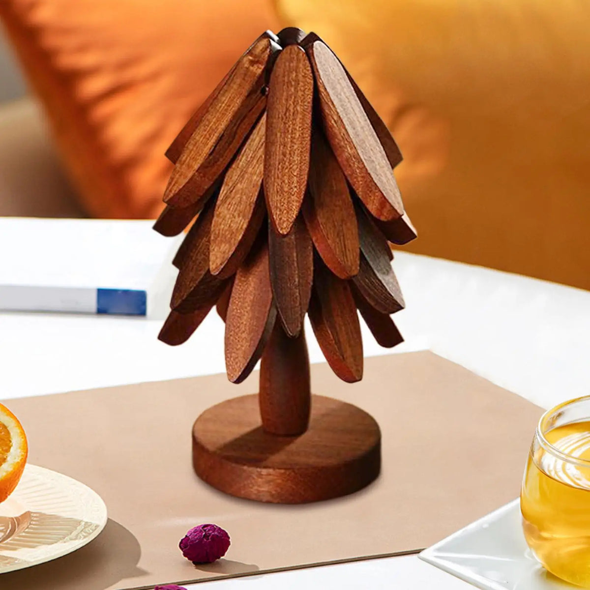 Wooden Tree Trivet & Non-Slip Coaster – Heat-Insulating Placemat Wooden Trivet Coaster Qme