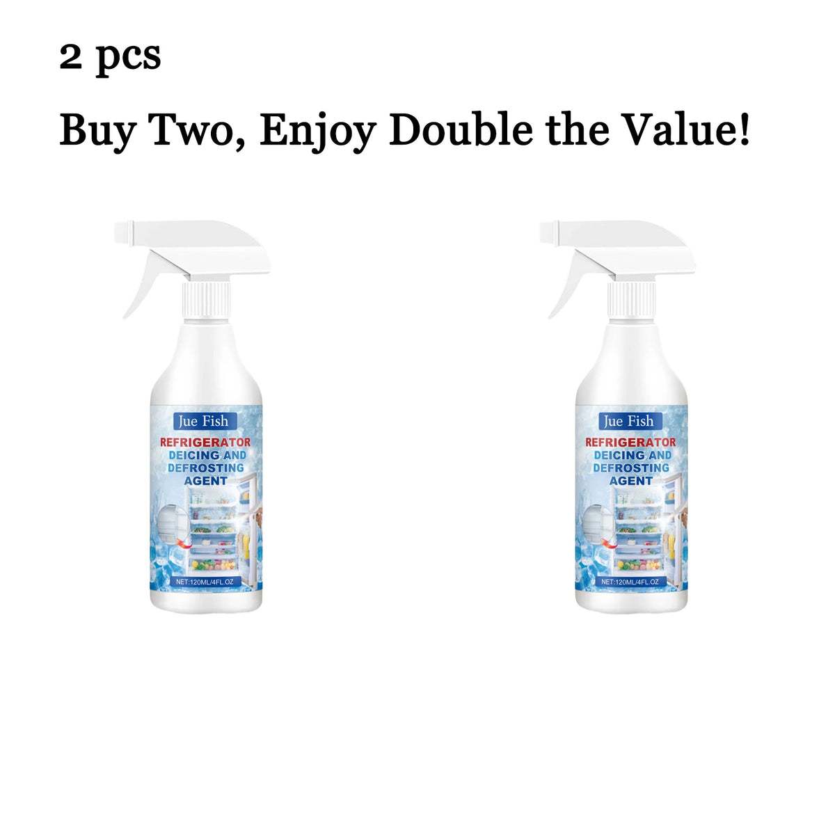 120ml Fridge Defrost Spray – Fast Frost Remover & Odor Eliminator Defrost Cleaning Spray Qst 2 pcs