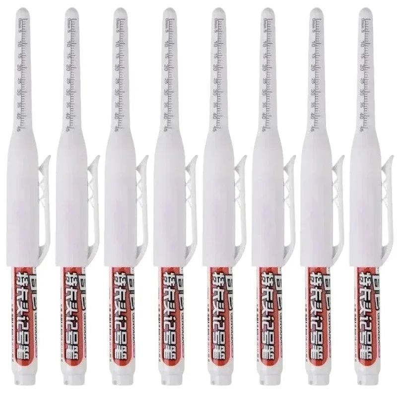 Waterproof Deep Hole Marker Pens – 45mm Long Nib Deep Hole Marker Pen Qme 8pcs white pen