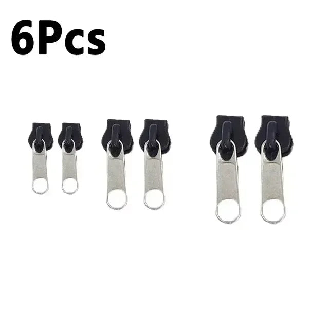 Universal Zipper Repair Kit – 3-Size Replacement Zip Sliders Zipper Repair Kit Qst Silver Handle 6pcs