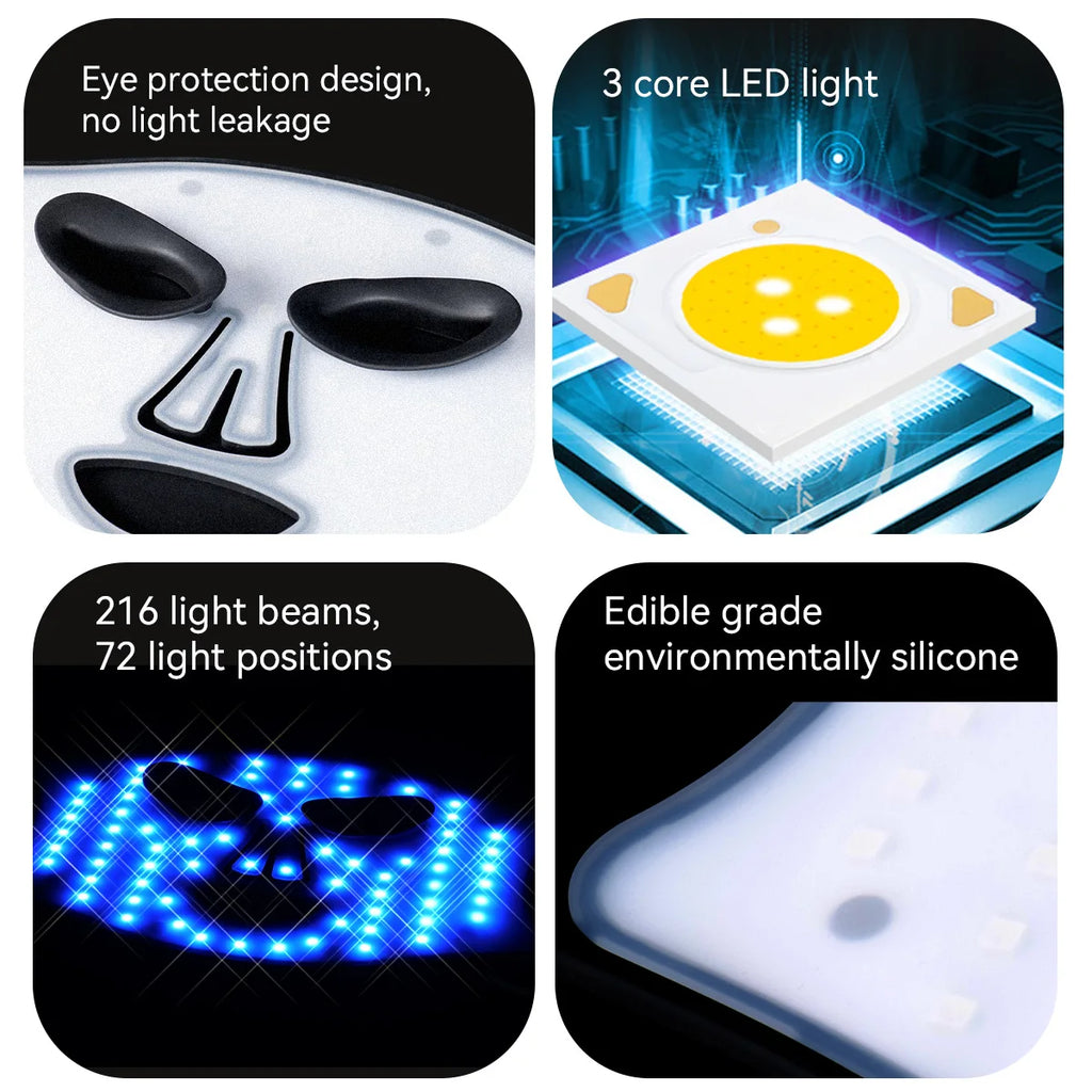 Hello Face M100 LED Light Therapy Mask – Red Blue Infrared LED Therapy Mask Qst