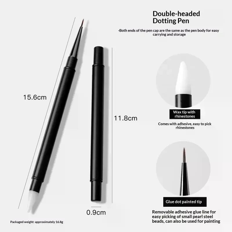 2-in-1 Dual Head Nail Art Brush & Rhinestone Picker Pen Nail Art Tool Qme
