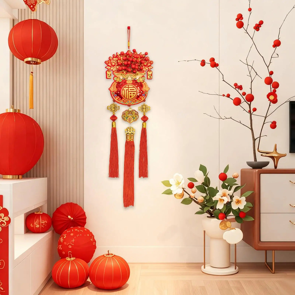 2026 Chinese New Year Fu Tassel Pendant Decoration | Lunar Decor Festive Tassel Pendant Qme