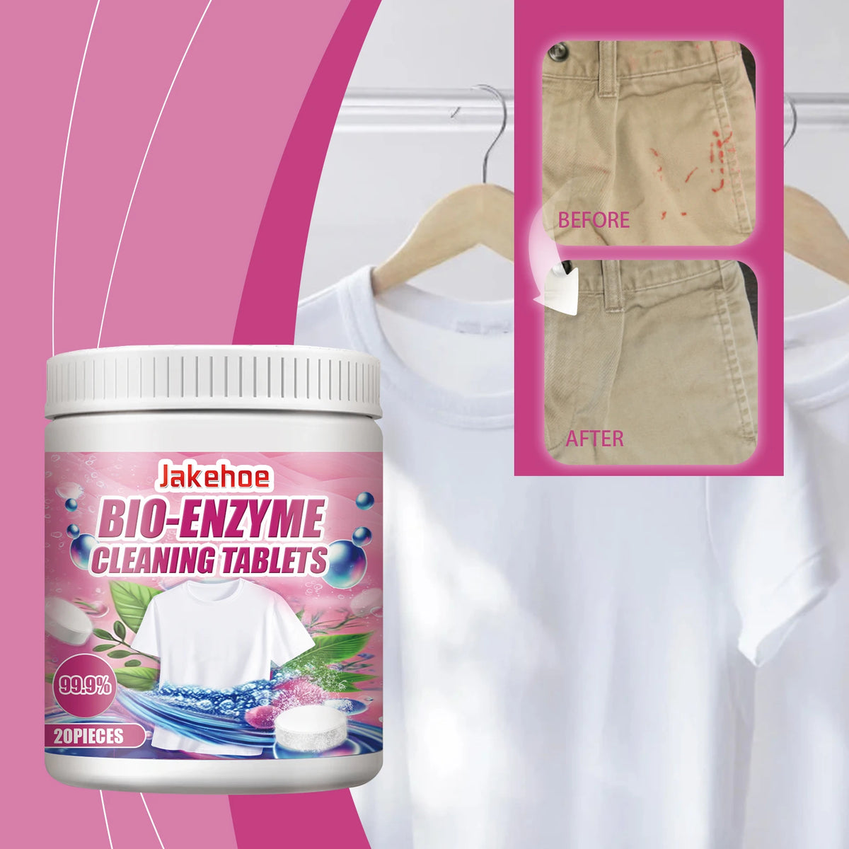 Jakehoe Clothing Stain Remover Effervescent Tablets Laundry Stain Remover Qst