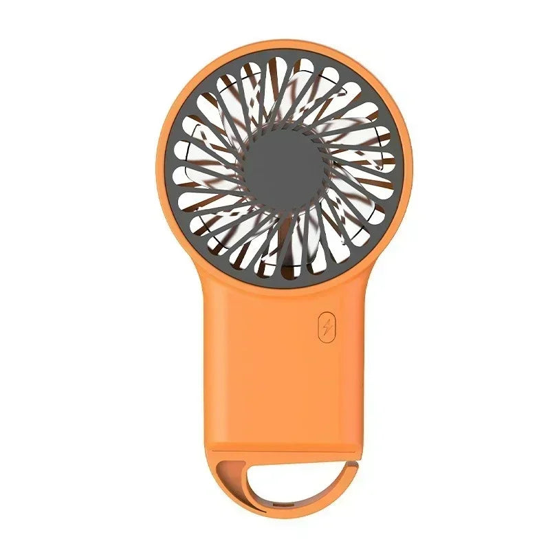 USB Rechargeable Mini Fan Cartoon Hook – Handheld & Desktop Portable Mini Fan Qme Orange